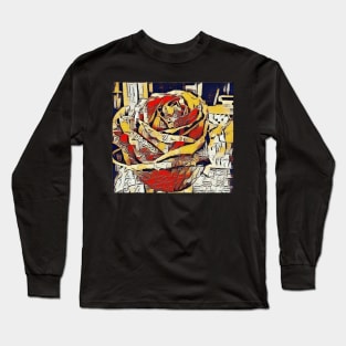 Painted Rose in Line Art Long Sleeve T-Shirt